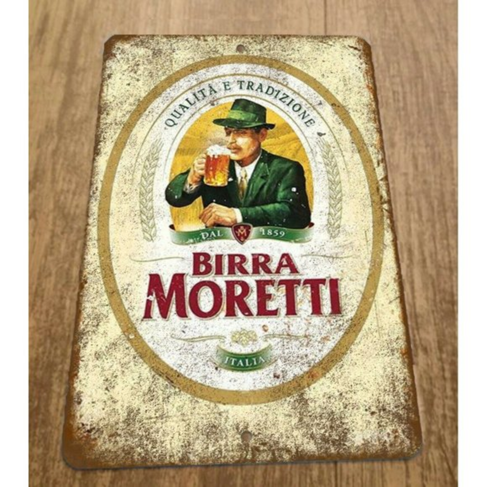 Vintage Look Birra Moretti Beer Ad 8x12 Metal Wall Sign‎